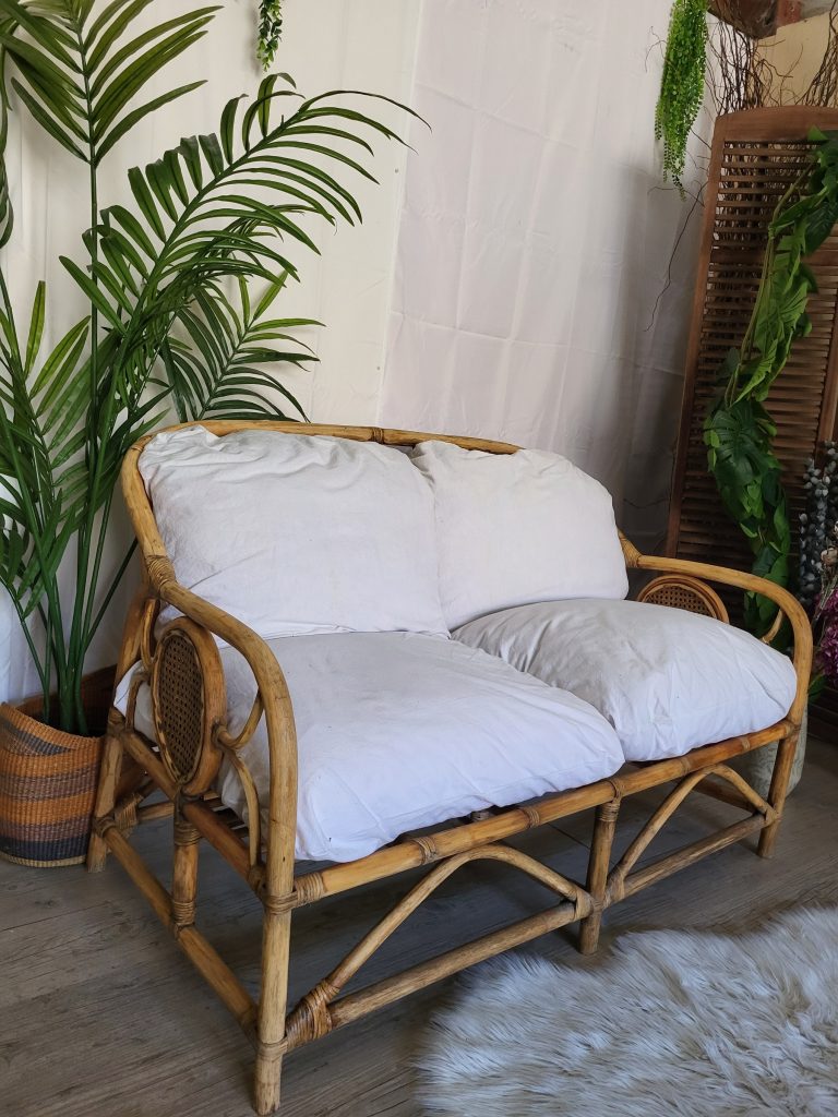 banquette rotin vintage