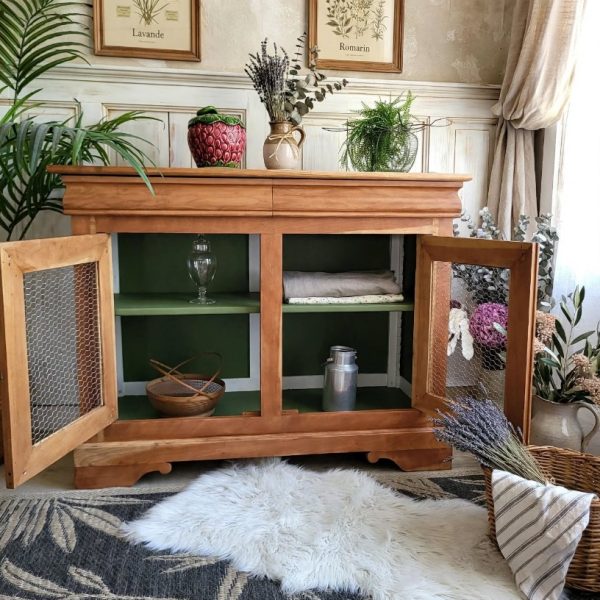 ancien buffet rénové dans un esprit campagne chic